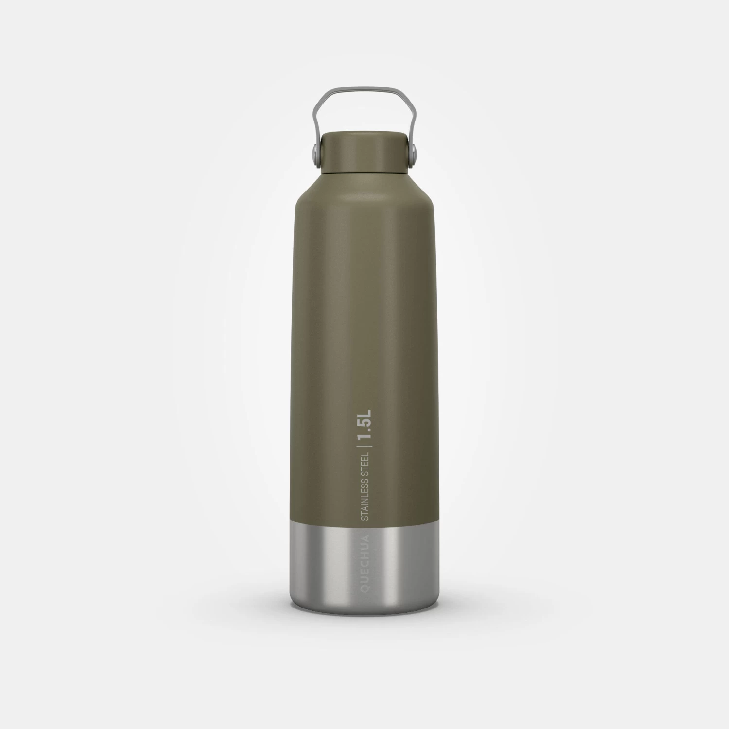 Quechua Stainless Steel Hiking Flask With Screw Cap MH100 1.5 L Khaki 10 Quechua Stainless Steel Hiking Flask With Screw Cap MH100 1.5 L Khaki - Image 10