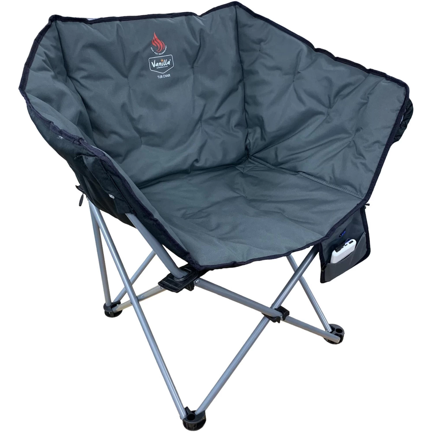 Vanilla Leisure Tub Chair Heated Charcoal + Power Bank 1 Vanilla Leisure Tub Chair Heated Charcoal + Power Bank