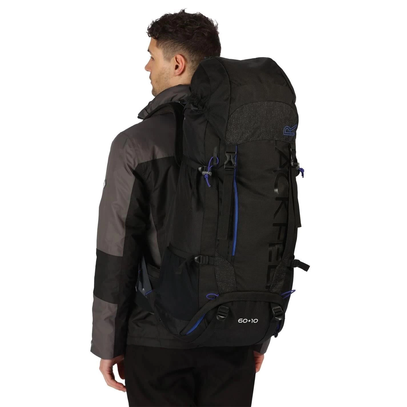 Regatta Blackfell III 60+10L Expandable Rucksack (Black/Surfspray Blue) 2 Regatta Blackfell III 60+10L Expandable Rucksack (Black/Surfspray Blue) - Image 2