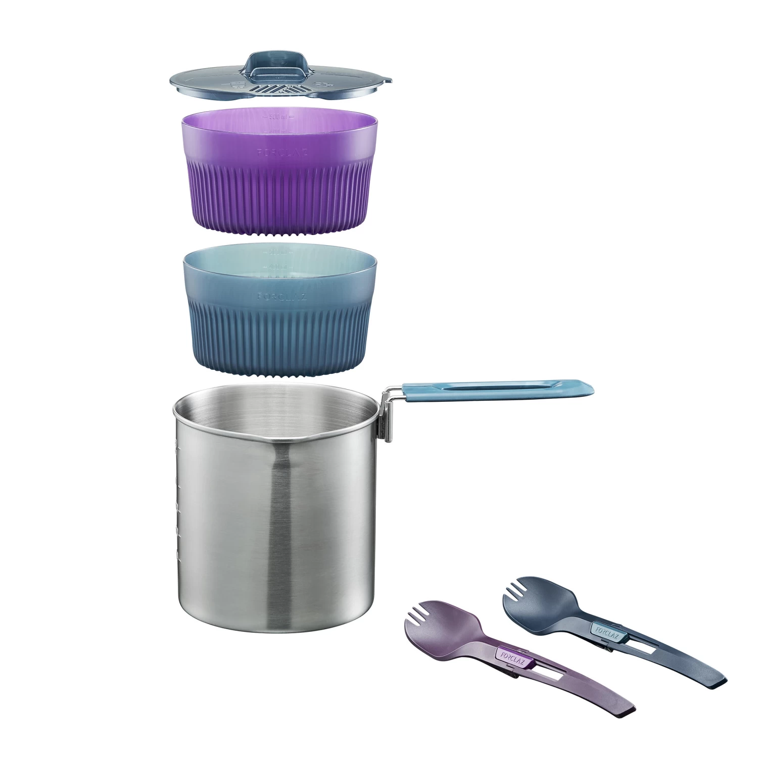 Stainless Steel 2 Person Cooking Set 1.6L 1 Stainless Steel 2 Person Cooking Set 1.6L