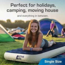 Single Camping Air Bed – Navy/White -Outdoor Camping Store ke0160c9288cb4396f815e970710f66df